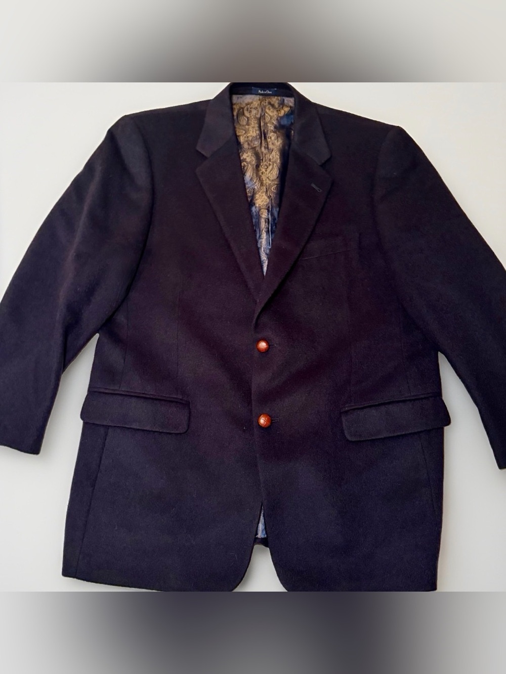 Turnbury 100% Genuine Camel Hair Blue Sports Jacket Blazer Size 42R Wood Buttons